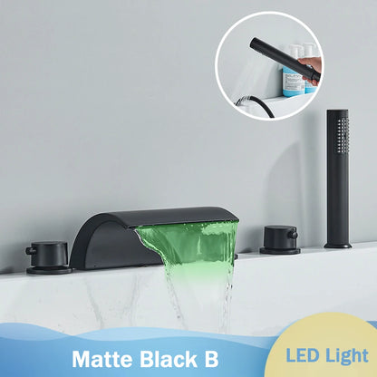 Bronze Black Waterfall Bathtub Faucet Led Light Bathtub