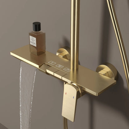 Rose Gold Piano Bathroom Shower System Solid Brass