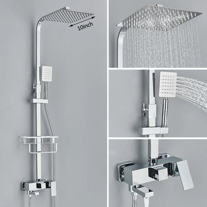 Black Chrome 3/4-Way Shower Faucet Rainfall Shower Cold