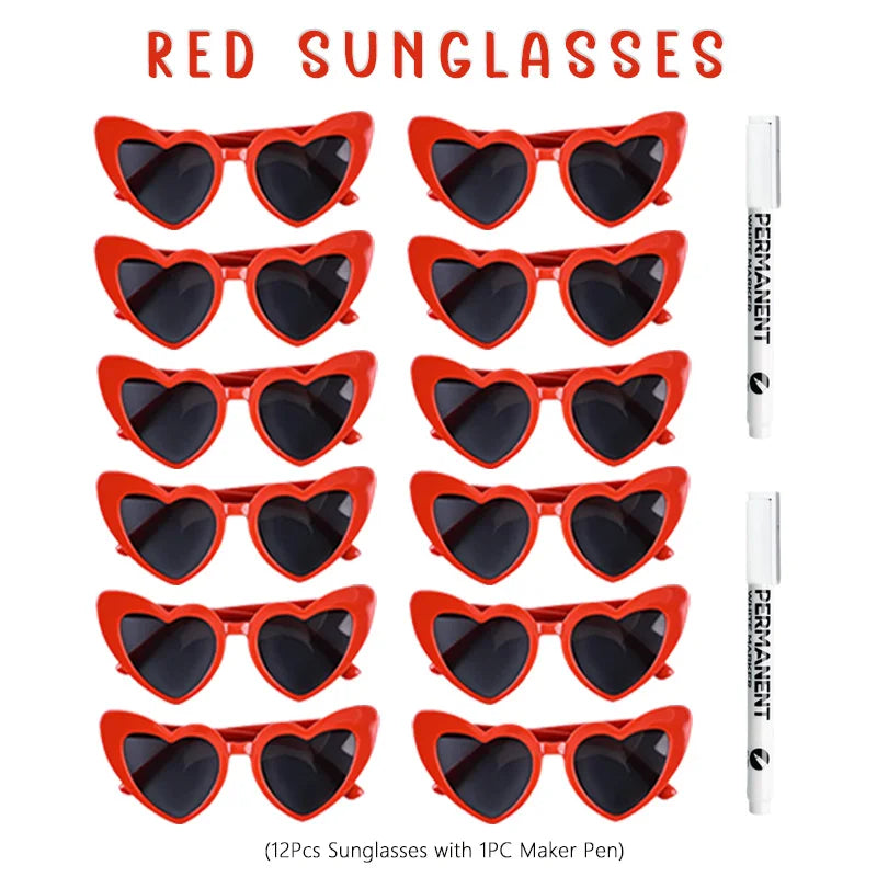12-100pcs Wedding Sunglasses Guests Heart Shaped Sunglasses
