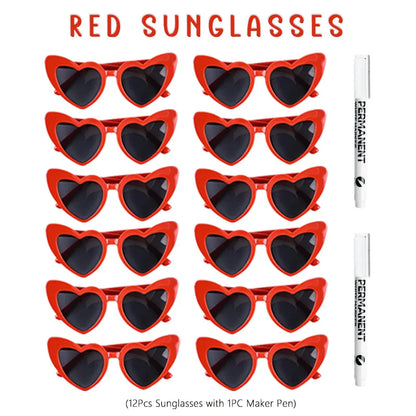 12-100pcs Wedding Sunglasses Guests Heart Shaped Sunglasses