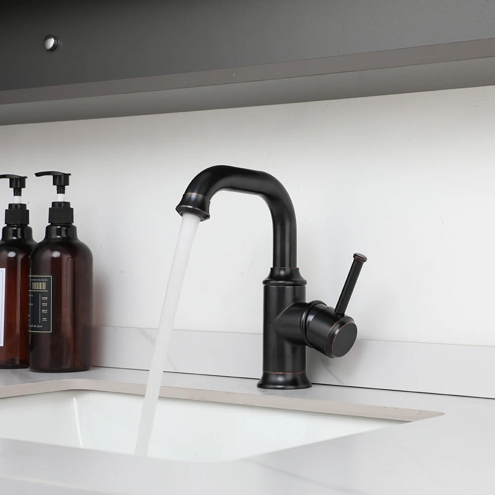 Kemaidi Antique Brass Handle Bathroom Faucets Mixer Tap