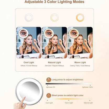 10x Magnifying Led Makeup Mirror Gooseneck Suction Cup