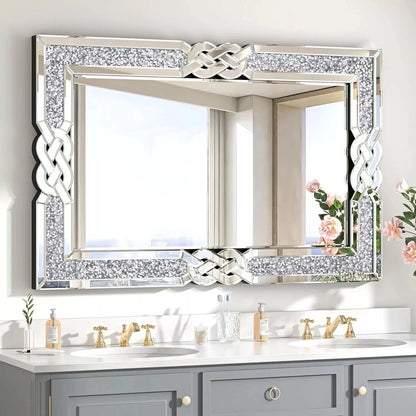 Wisfor Crushed Diamond Wall Mirror Rectangular Glass Silver