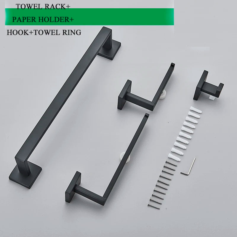 Bathroom Matte Black Wall Shelf Toilet Roll Paper