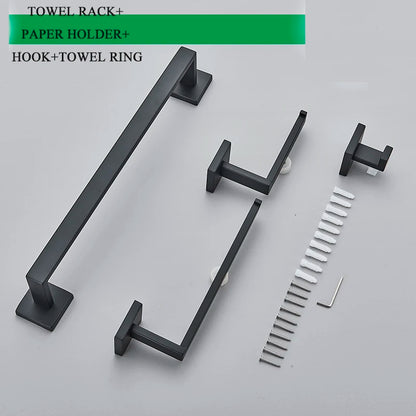 Bathroom Matte Black Wall Shelf Toilet Roll Paper