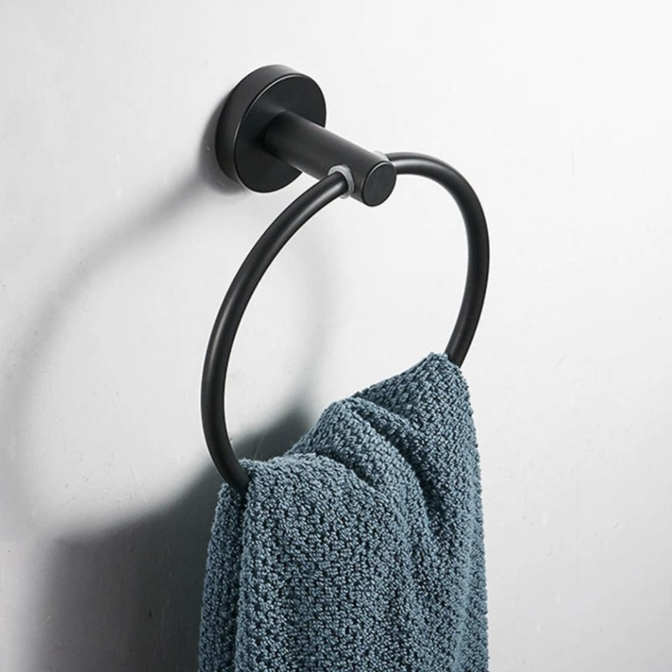Towel Ring Black/Brushed Gold Stainless Steel Wall Hanging
