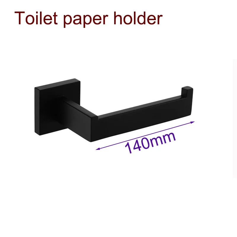 Black Bathroom Stainless Steel Wall Rack Towel Rack
