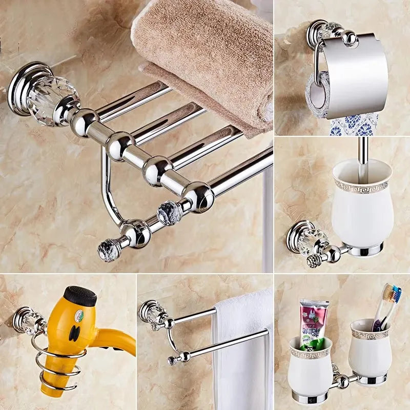 Luxury Crystal Silver Bathroom Chrome Polished Brass Bath