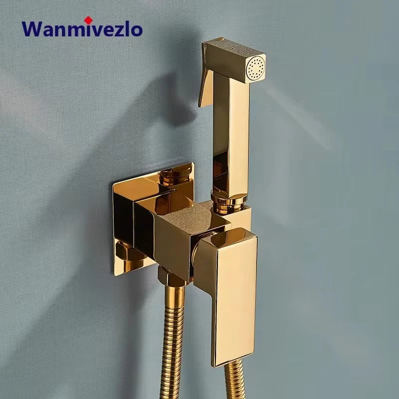 Black/Chrome Toilet Shower Mixer Faucet Cold Water Mixer
