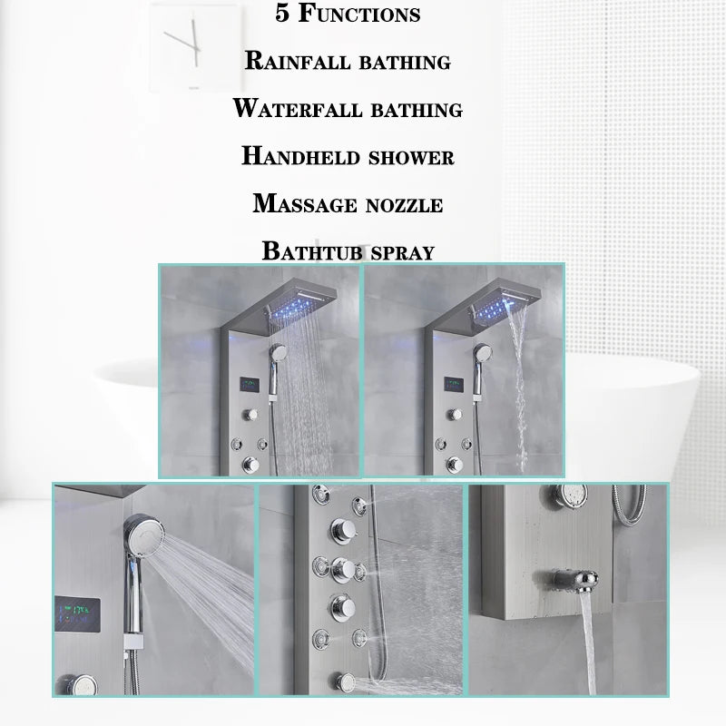 Led Light Bathroom Shower Faucet Led Rainfall Shower