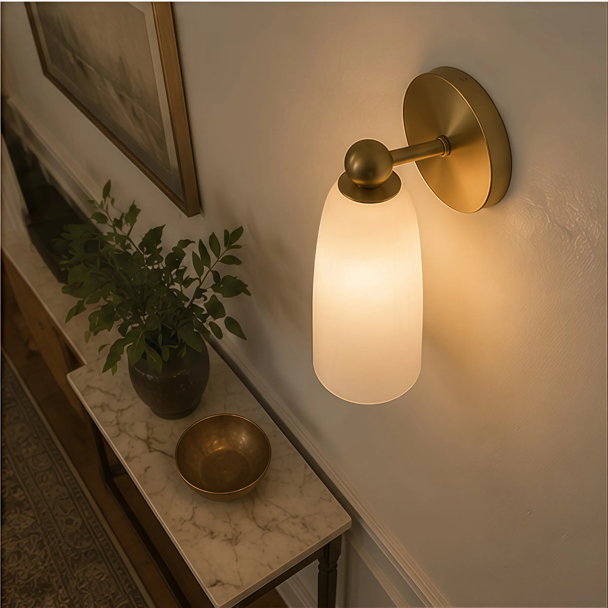 Brass Marble Wall Light Alabaster Wall Sconce Led