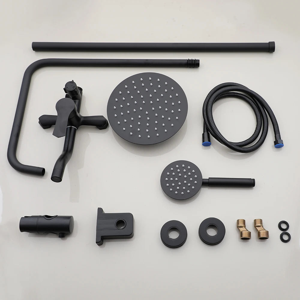 Kemaidi Matte Black Shower Wall Mounted Rainfall Shower