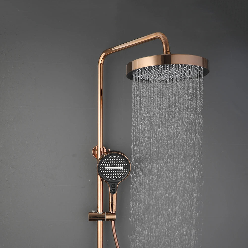 Kemaidi Rose Gold Bathroom Shower Rainfall Cold Control