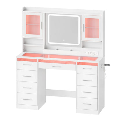 Woltu Cosmetic Table Drawers Rgb Lighting Makeup Vanity