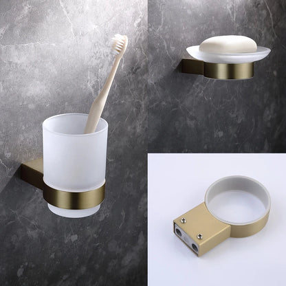 Brushed Gold Towel Ring Holder Bar Rack Brush/Paper