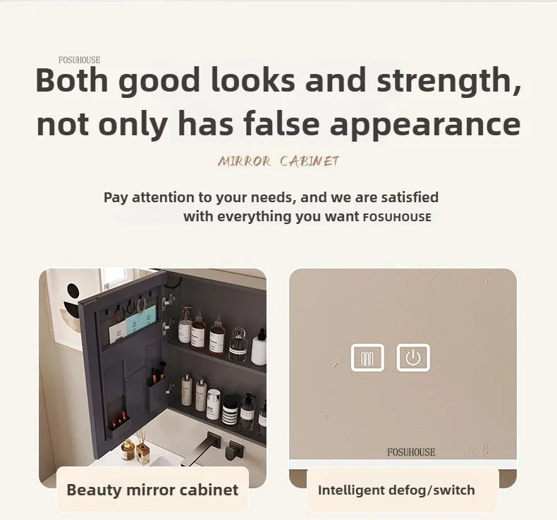Arc-Shaped Smart Bathroom Mirror Cabinet Wall-Mounted Bathroom