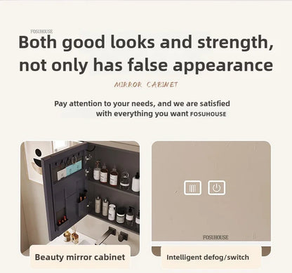 Arc-Shaped Smart Bathroom Mirror Cabinet Wall-Mounted Bathroom