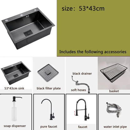 Black Sink 304 Stainless Steel Vegetable Washing Basin