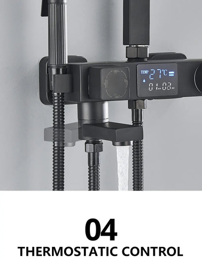 Bath Thermostatic Digital Display Shower Faucet Rain Shower
