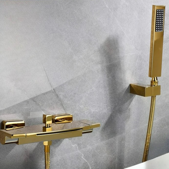Brushed Gold Bath Shower Faucet Brass Bathtub Faucet