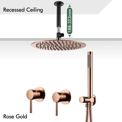 Rainfall Shower Rose Gold Wall Mounted Bathroom Shower