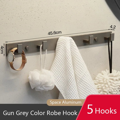 Bathroom Hardware Robe Hooks Matte Black/Gun Grey Color