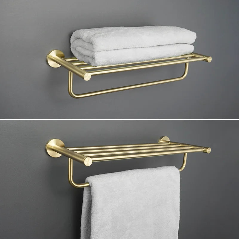 Brushed Gold Wall Mount Shelf Toilet Bath Hardware