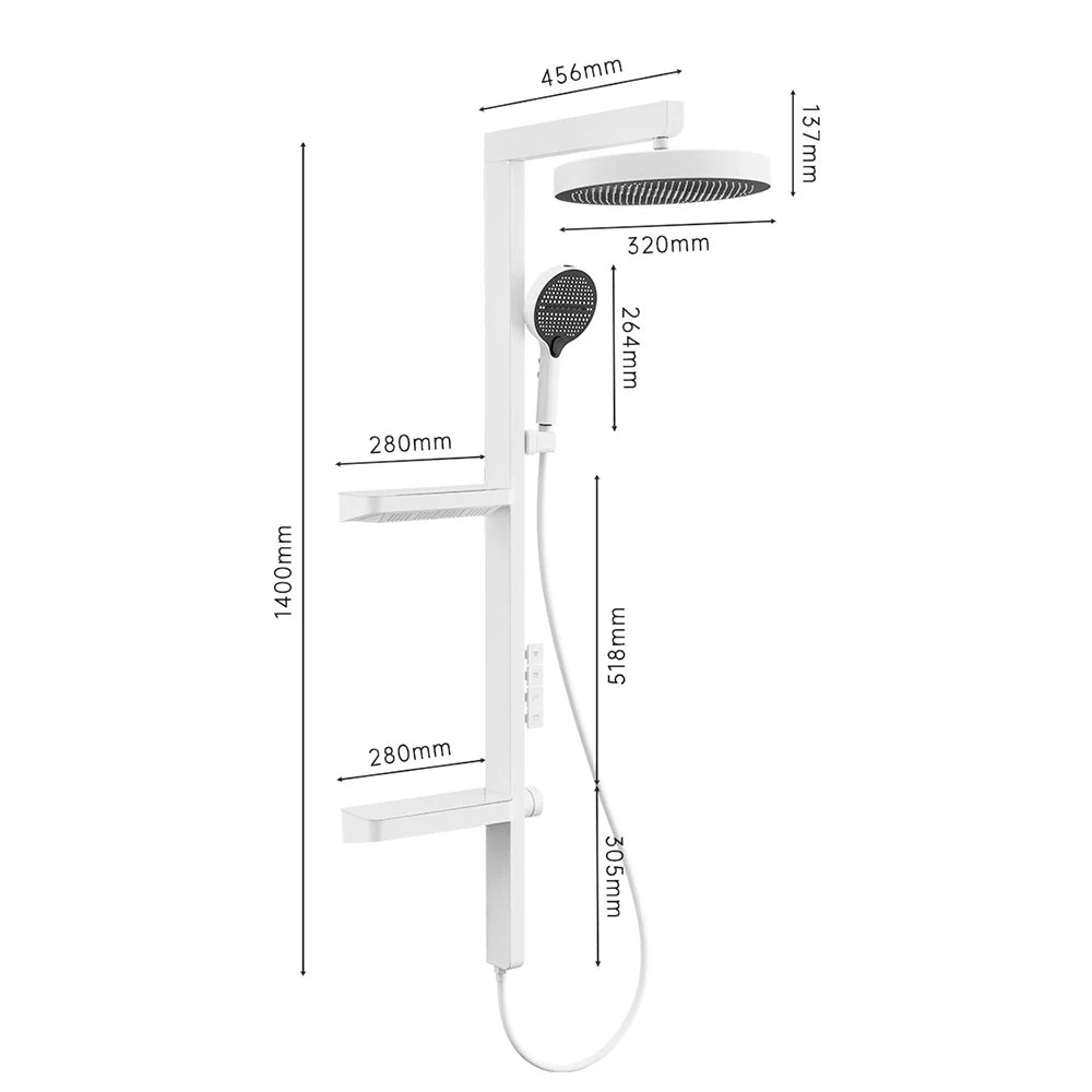 Luxury Bathroom Smart Rainfall Shower System Wall Mounted