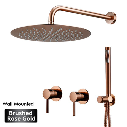 Rainfall Shower Rose Gold Wall Mounted Bathroom Shower