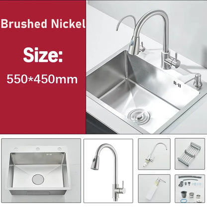 304 Stainless Steel Black/Brushed Nickel Sink Waterfall Faucet