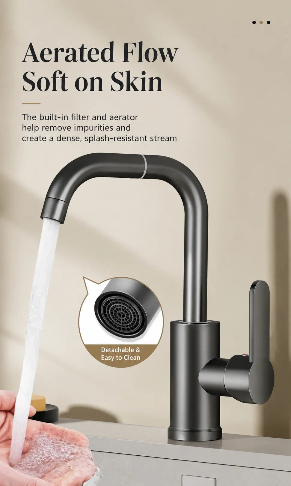 Brass Basin Faucet Gunmetal Gray Bathroom Faucet Cold