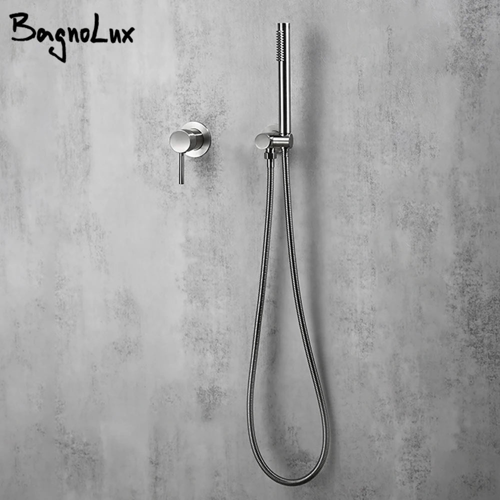 Handheld Bathroom Shower System Brushed Gold Cold Water