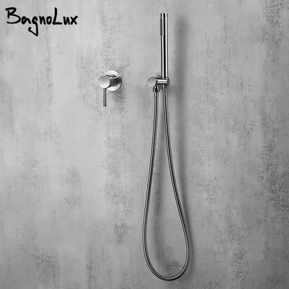 Handheld Bathroom Shower System Brushed Gold Cold Water