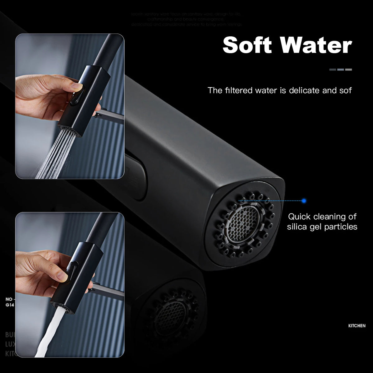 Luxury Black Brass Faucet Simple Design Magnetic Suction