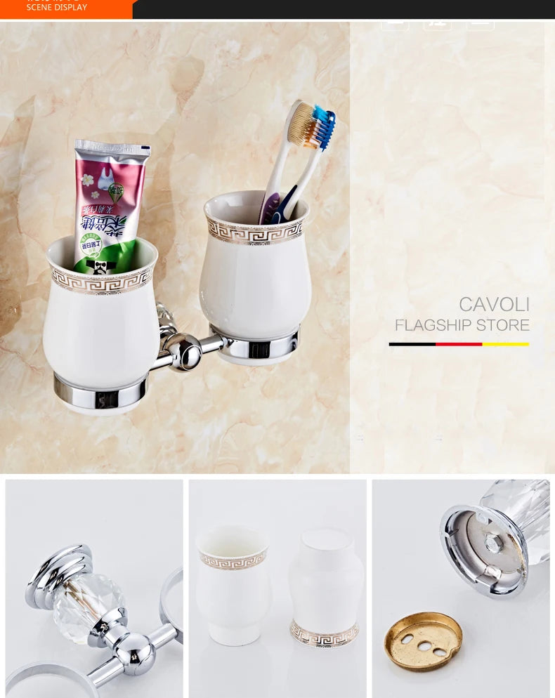 Luxury Crystal Silver Bathroom Chrome Polished Brass Bath