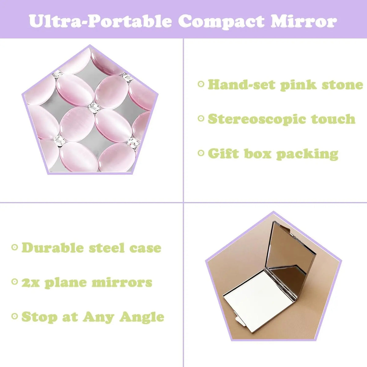 Compact Mirror 1x/2x Magnification Pocket Mirror Women 3inch