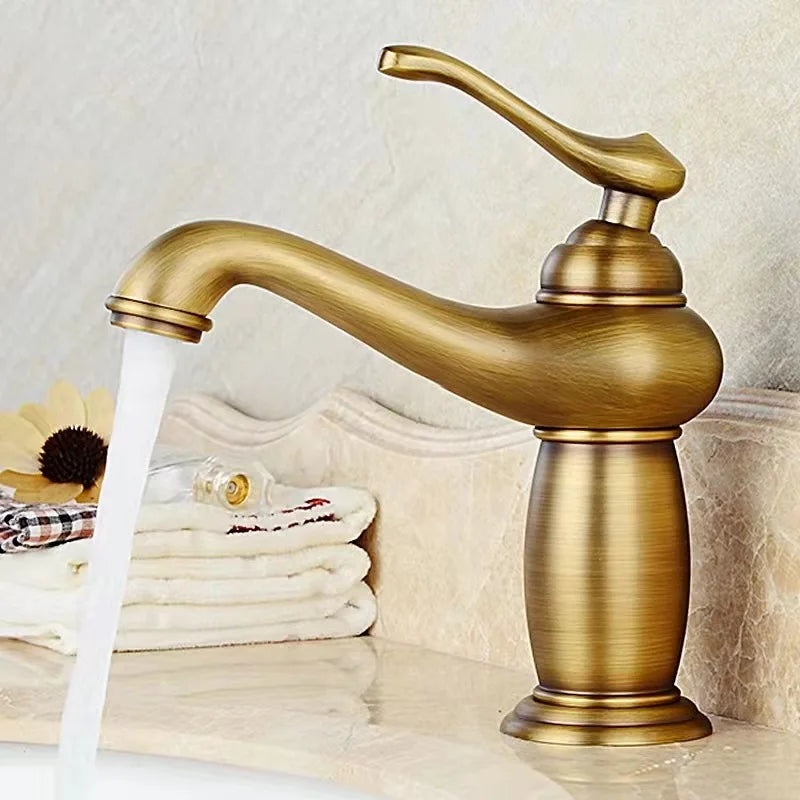 Luxury Europe Style Antique Gold Bathroom Basin Faucet