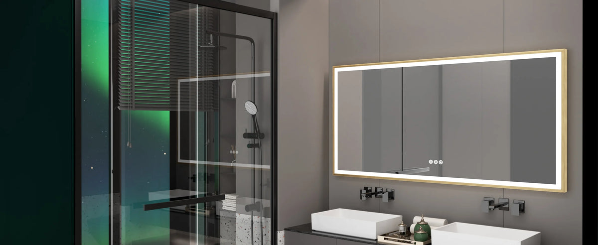 Led Bathroom Vanity Mirror Gold Frame Front Lighted
