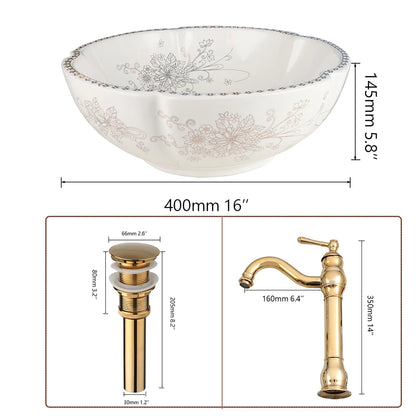 Zappo Above Counter Ceramic Vessel Sink Bathroom Round