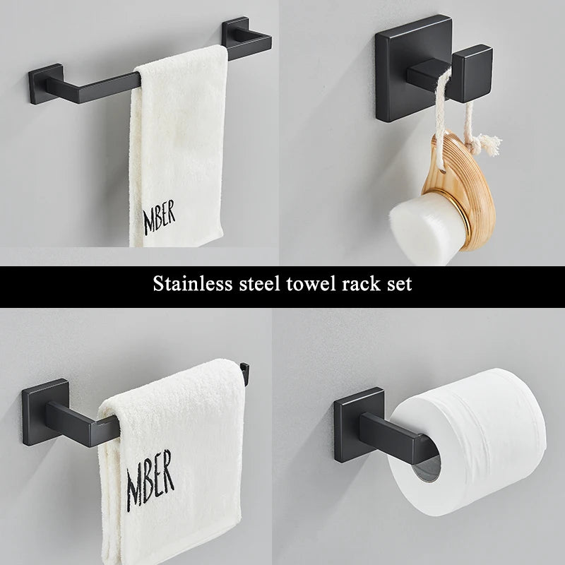Bathroom Matte Black Wall Shelf Toilet Roll Paper