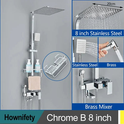 Golden Shower Faucet Rainfall 3/4-Way Bathtub Tap Bathroom