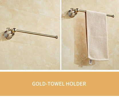 Ellen Golden Crystal Bathroom Hardware Adjust Towel Rack