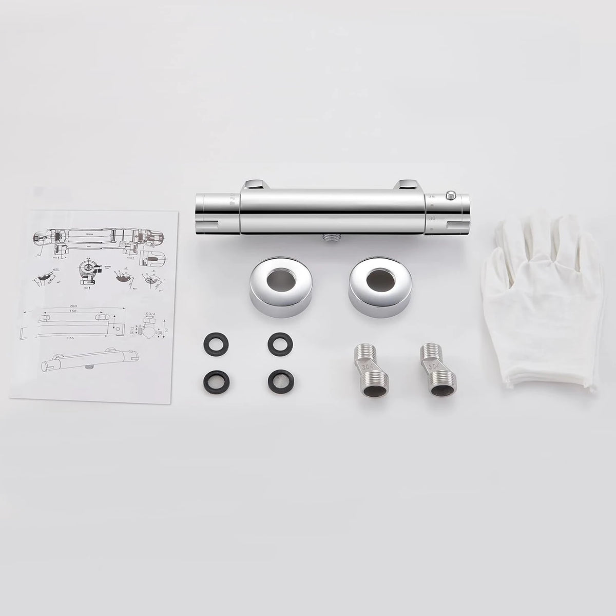 Shower Mixer Tap Thermostat 38 Safety Button Round