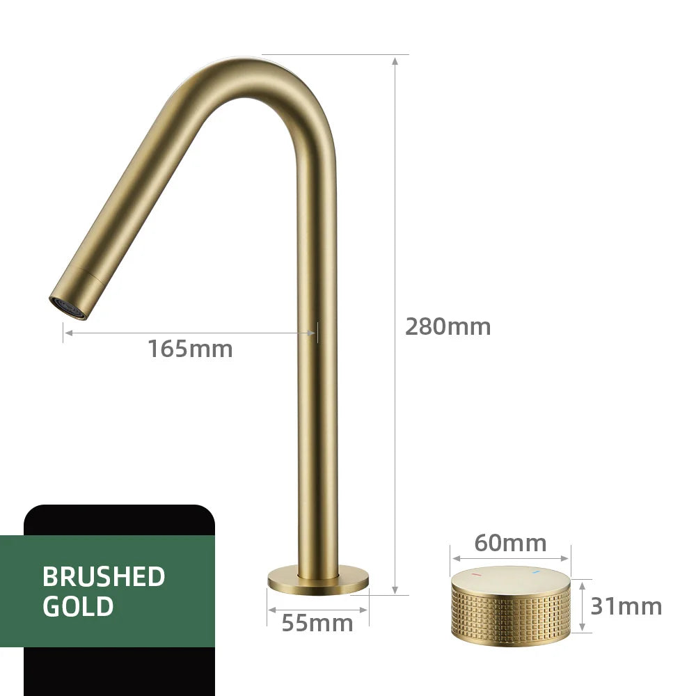 Matte Black Basin Faucet Knurled Knob Sink Tap