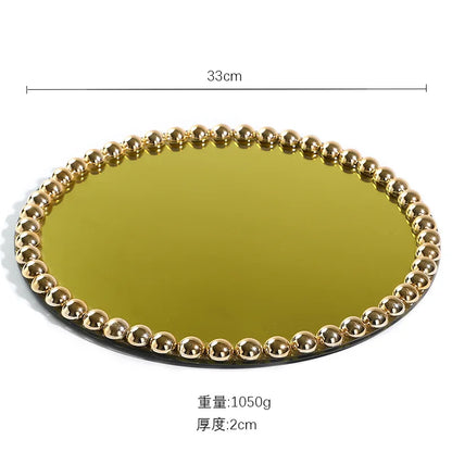 Pearl Dot Glass Mirror Storage Tray Light Luxury