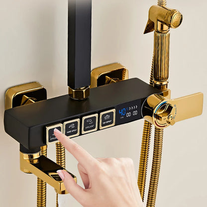 Luxury Cold Digital Bathroom Shower System Thermostatic Brass