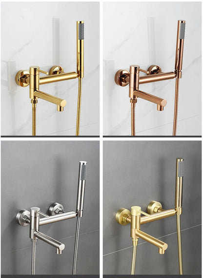 Bathtub Shower Faucet Brass Handle Waterfall Spout Wall