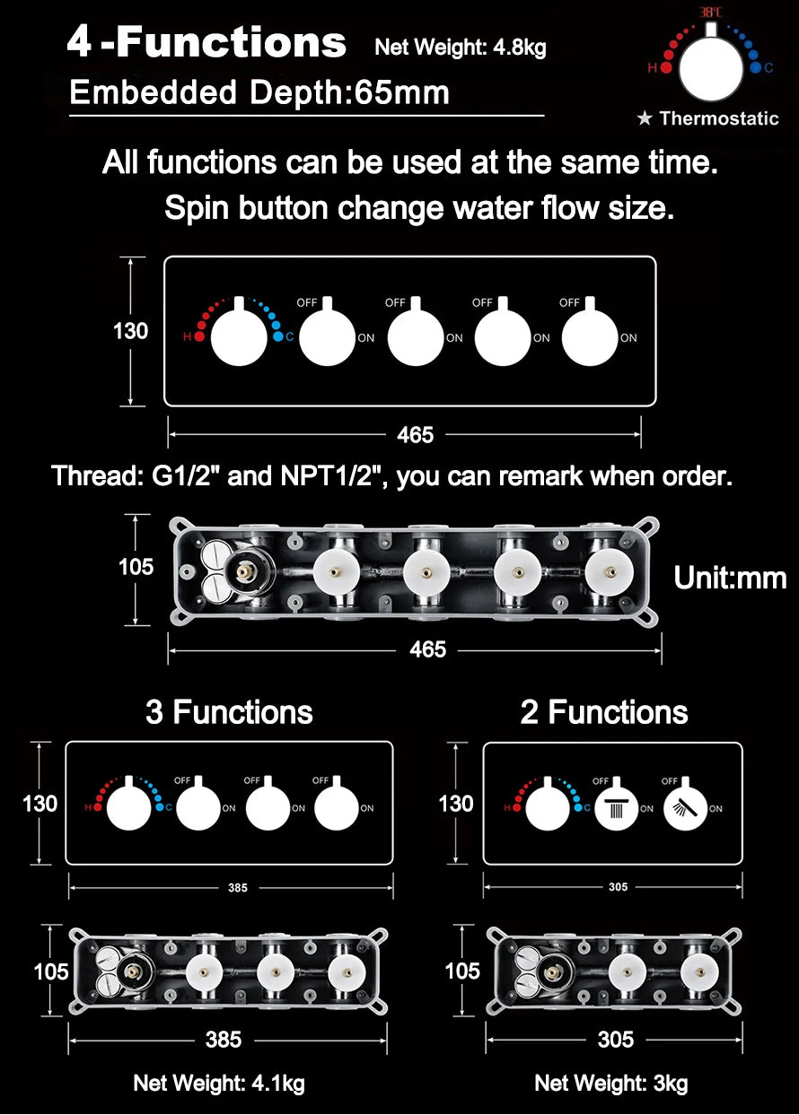 Boenn Thermostatic Shower Controller Shower Systems Bathroom