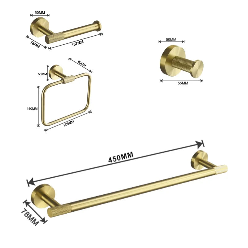 Brushed Gold Towel Bar Toilet Seat Rack Robe